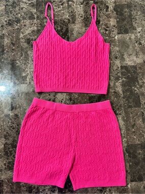 Hot Pink Knit Cami & Shorts Set